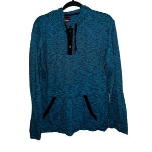 Hawk | Men's Long Sleeve Teal Thin Hoodie | Size Large